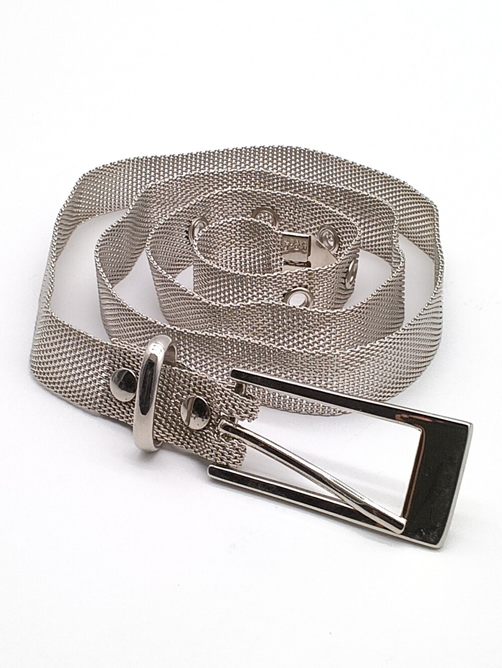 Vintage Retro Punky Gothic Silver Metal Mesh Belt, 1980-1990